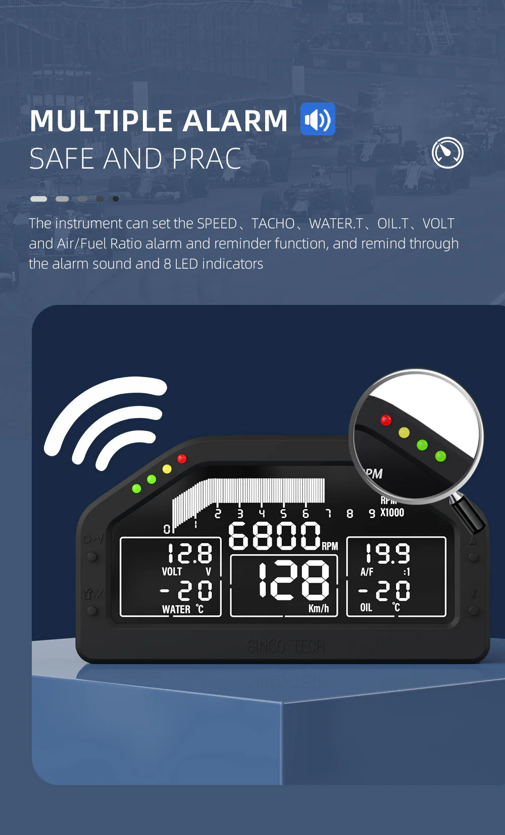 Sinco Tech 6.5'' multifunction display dashboard