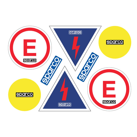 Sparco TOWING, BATTERY CUT-OFF, EXTINGUISHING STICKER SET