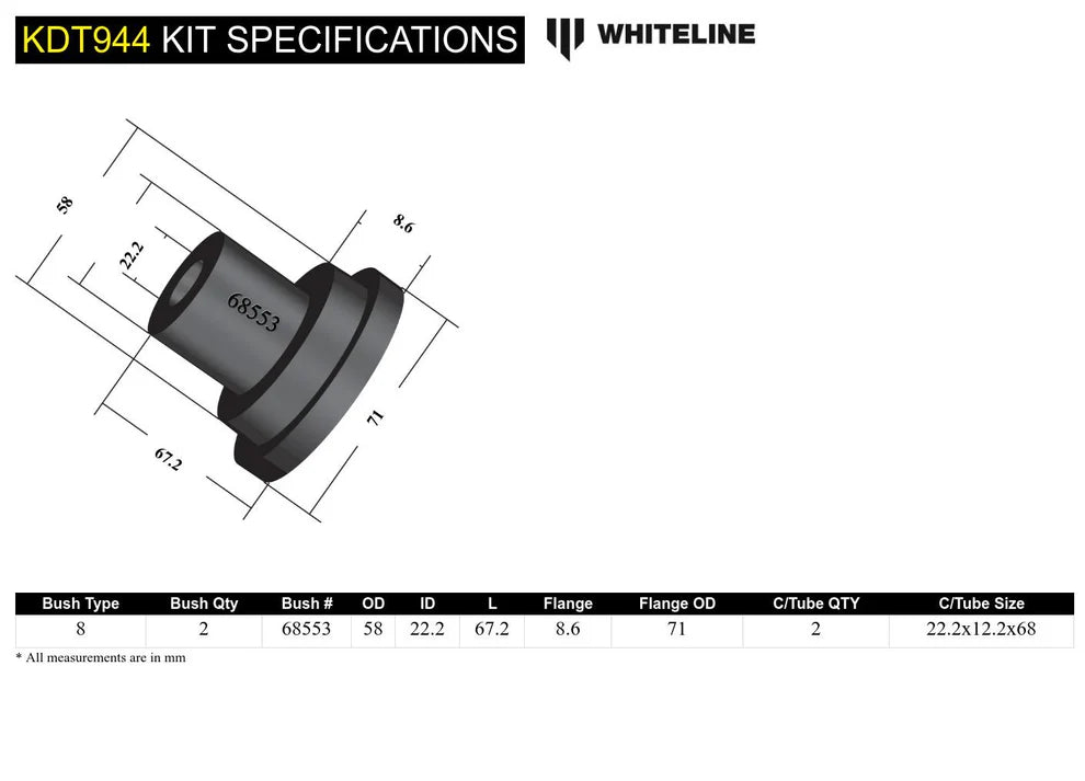 CITROEN C2, WHITELINE reinforced rear axle bushings