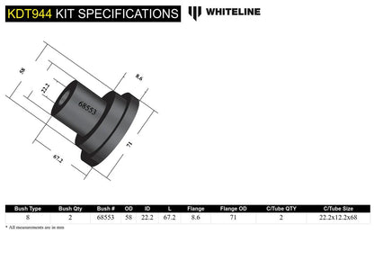 CITROEN C2, WHITELINE reinforced rear axle bushings 