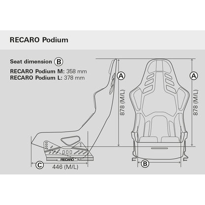 RECARO PODIUM GF M Red Alcantara/Black Leather FIA 
